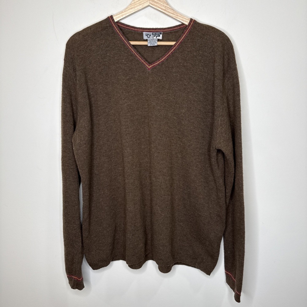 Vintage Y2K Free People Sweater‎ Mens L Chocolate Brown Wool Grunge Cabin Skater